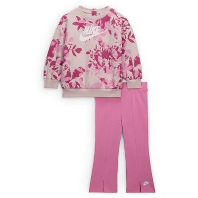 Nike Baby (12-24m) Floral Camo Crew And Leggings Set In Pink