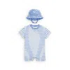 Nike Baby (12-24m) Short Sleeve Romper With Bucket Hat In Blue