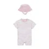 Nike Baby (12-) Short Sleeve Romper With Bucket Hat In Pink