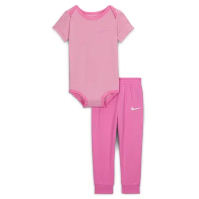 Nike Baby (12-24m) Striped Bodysuit And Jogger Pants Set In Pink