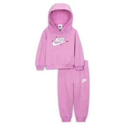 Nike Baby (12-) Fleece Pullover Hoodie And Jogger Pants Set In Purple