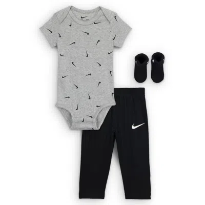 Nike Baby 3-piece Bodysuit And Waffle Pants Set In Gray