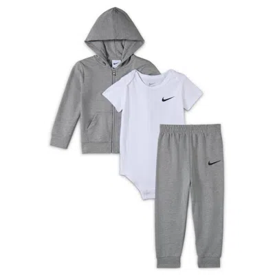 Nike Baby (6-12m) 3-piece Bodysuit And Pants Set In Grey