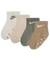 Nike Baby And Toddler 4-pack Logo Gripper Socks In Neutral