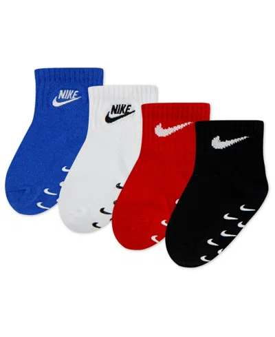 Nike Kids' Baby And Toddler 4-pack Logo Gripper Socks In Black