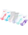 Nike Baby And Toddler Boys Or Girls Multi Logo Socks, Pack Of 6 In Grey Heather,pink