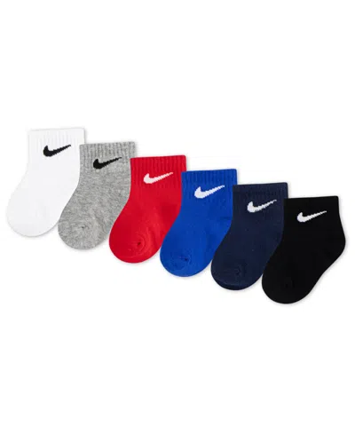 Nike Baby And Toddler Boys Or Girls Swoosh Ankle Socks, Pack Of 6 In Red Blue Multi
