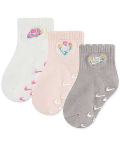 Nike Baby And Toddler Girls Floral Socks, Pack Of 3 In Sail