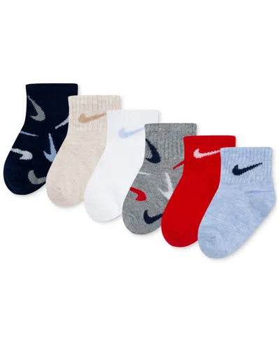Nike Baby And Toddler Swooshfetti Ankle Socks, Pack Of 6 In Dk Grey