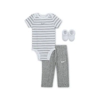 Nike Baby Bodysuit, Pants, And Terry Socks 3-piece Set In Multi