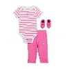 Nike Baby Bodysuit, Pants, And Terry Socks 3-piece Set In Pink