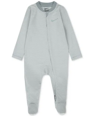 Nike Baby Boy Or Girl Long-sleeve Striped Footed Coverall In Mica Green