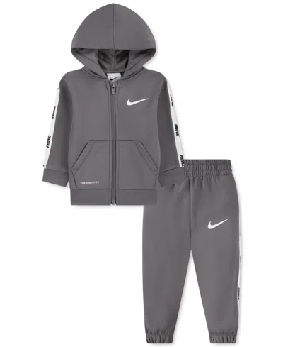 Nike Baby Boys 2-pc. Therma-fit Fleece Hoodie & Joggers Set In Gunsmoke