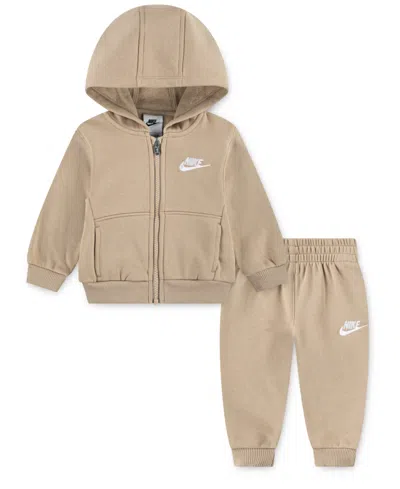 Nike Baby Boys 2-piece Full-zip Club Hoodie And Pants Set In Brown