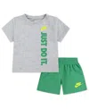 Nike Baby Boys 2-piece Graphic T-shirt And French Terry Shorts Set In Gray