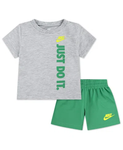 Nike Baby Boys 2-piece Graphic T-shirt And French Terry Shorts Set In Gray