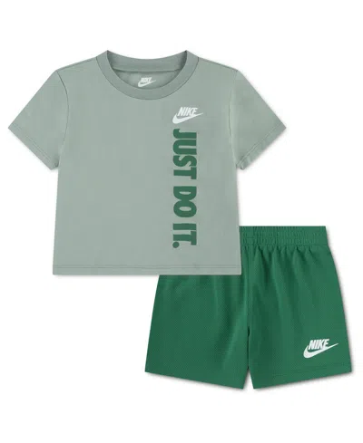 Nike Baby Boys 2-piece Graphic T-shirt And French Terry Shorts Set In Green