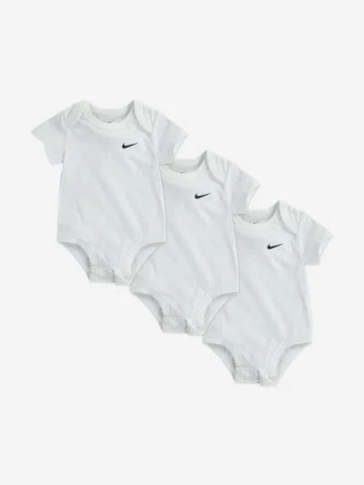 Nike Baby Boys 3 Pack Swoosh Bodysuit Set In White