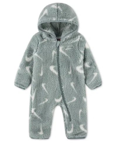 Nike Baby Boys' And Baby Girls' Hooded Printed High-pile Fleece Coverall In Green