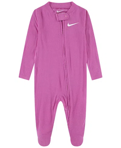 Nike Baby Boys' And Baby Girls' Ribbed Viscose Footed Coverall In Pink