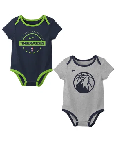 Nike Baby Boys And Girls 2-piece Newborn Minnesota Timberwolves Bodysuit Set In Blue