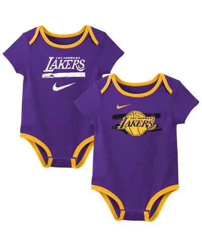 Nike Baby Boys And Girls 2-pack Purple Los Angeles Lakers Courtside Premier Bodysuit Set