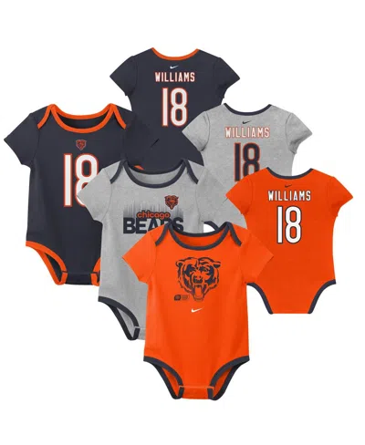 Nike Baby Boys And Girls 3-pack Caleb Williams Chicago Bears Name Number Bodysuit Set In Orange