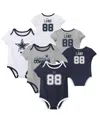 Nike Baby Boys And Girls 3-pack Ceedee Lamb Dallas Cowboys Name Number Bodysuit Set In Gray