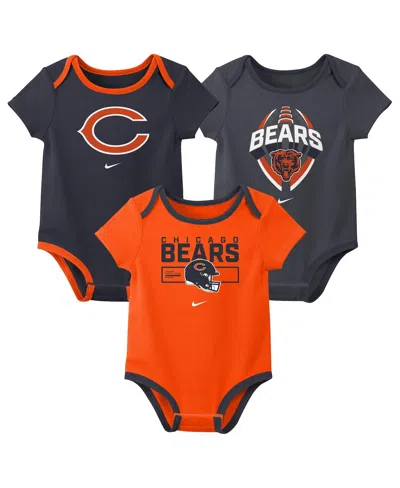 Nike Baby Boys And Girls 3-pack Chicago Bears Bodysuit Set In Blue