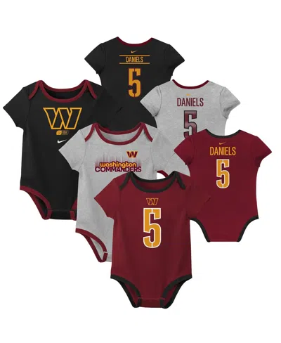 Nike Baby Boys And Girls 3-pack Jayden Daniels Washington Commanders Name Number Bodysuit Set In Multi