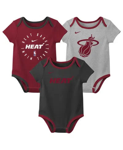 Nike Kids' Baby Boys And Girls 3-pack Miami Heat Bodysuit Set In Multi