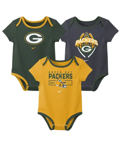Nike Baby Boys And Girls 3-piece Green Bay Packers Bodysuit Set In Multi
