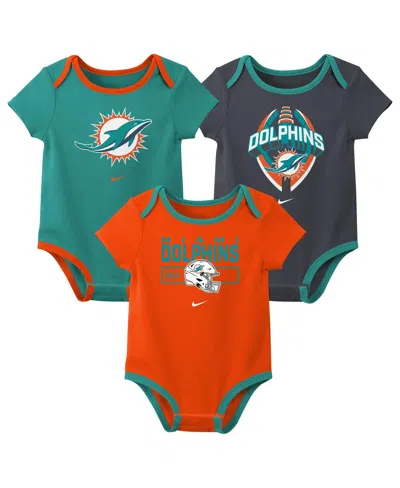 Nike Kids' Baby Boys And Girls 3-piece Miami Dolphins Bodysuit Set In Green