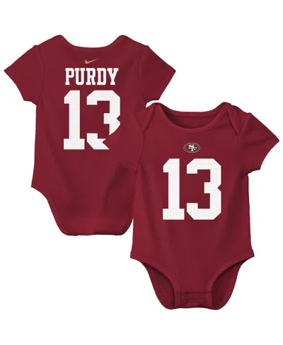 Nike Baby Boys And Girls Brock Purdy Scarlet San Francisco 49ers Player Name Number Bodysuit In Burgundy