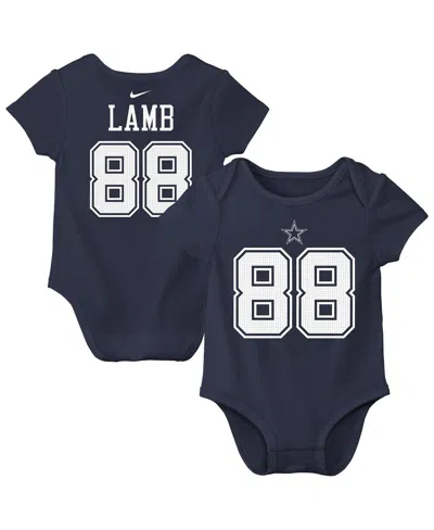 Nike Baby Boys And Girls Ceedee Lamb Navy Dallas Cowboys Player Name Number Bodysuit In Blue