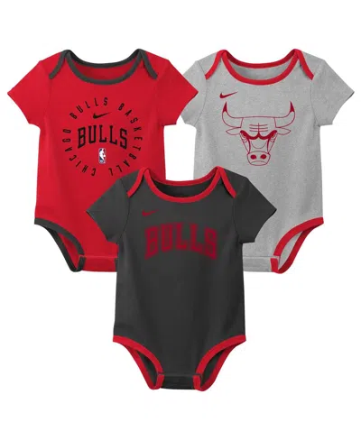 Nike Baby Boys And Girls Chicago Bulls Three-pack Bodysuit Set In Multi