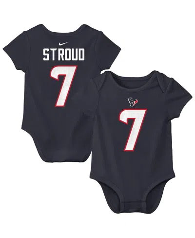 Nike Baby Boys And Girls C.j. Stroud Navy Houston Texans Player Name Number Bodysuit In Blue