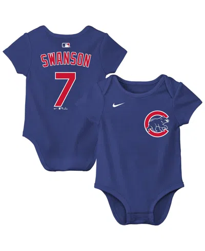 Nike Baby Boys And Girls Dansby Swanson Royal Chicago Cubs Name Number Bodysuit In Blue
