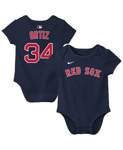 Nike Baby Boys And Girls David Ortiz Navy Boston Red Sox Name & Number Bodysuit In Black