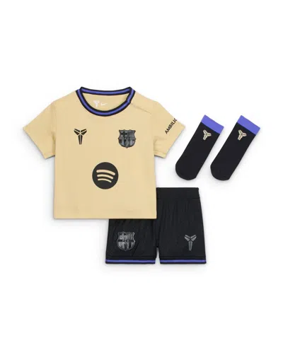 Nike Kids' Baby Boys And Girls Gold Barcelona 2025/26 Training Stadium Kit Set In Black