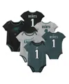 Nike Baby Boys And Girls Jalen Hurts Philadelphia Eagles Name Number 3-pack Bodysuit Set In Green