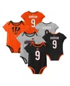 Nike Baby Boys And Girls Joe Burrow Cincinnati Bengals Three-pack Bodysuit Set In Black