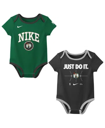 Nike Kids' Baby Boys And Girls Kelly Green/black Boston Celtics Just Do It 2-pack Bodysuit Set