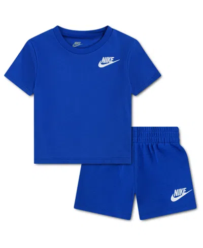 Nike Baby Boys' And Girls' Knit Crewneck T-shirt And Shorts, 2-piece Set In Blue