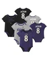 Nike Baby Boys And Girls Lamar Jackson Baltimore Ravens Name Number 3-pack Bodysuit Set In Purple