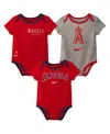 Nike Baby Boys And Girls Los Angeles Angels Authentic Collection Bodysuit, Pack Of 3 In Red