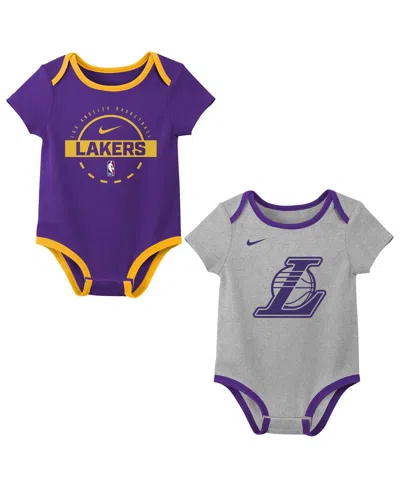 Nike Baby Boys And Girls Newborn 2-piece Los Angeles Lakers Bodysuit Set In Purple