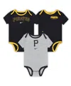 Nike Baby Boys And Girls Pittsburgh Pirates Authentic Collection Three-pack Bodysuit Set In Black,gray