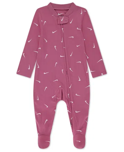 Nike Baby Boys' And Girls' Printed Viscose Footed Coverall In Burgundy