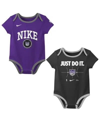 Nike Kids' Baby Boys And Girls Purple/black Sacramento Kings Just Do It 2-pack Bodysuit Set